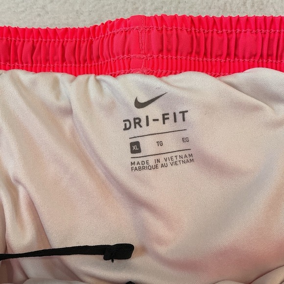 Nike Dri Fit Running Shorts Womens XL Pink White Black Drawstring Athletic - Picture 8 of 8